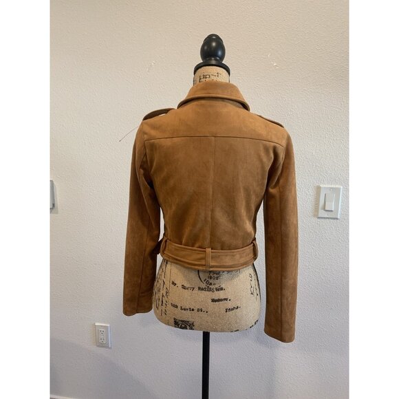 (B-202)  Women forever 21 sude Moto jacket size S Beige color - Picture 4 of 8